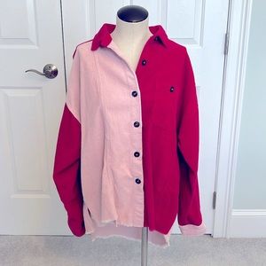 Courdroy shacket in two slades of pink